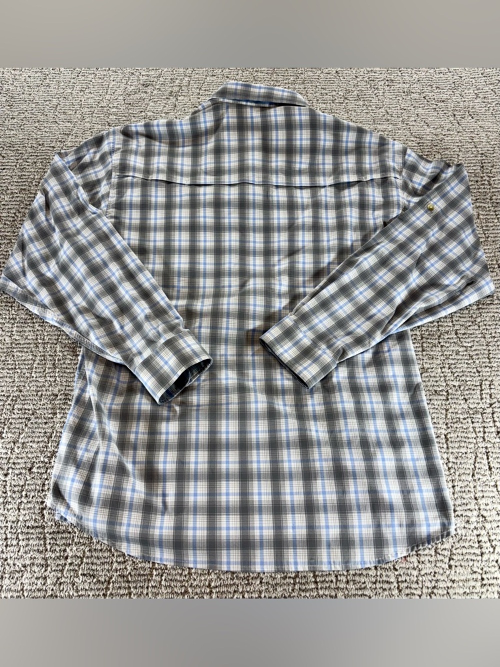 Poncho Men’s XL The Original Regular Fit Blue-Grey Plaid Button Down Shirt - Picture 13 of 13